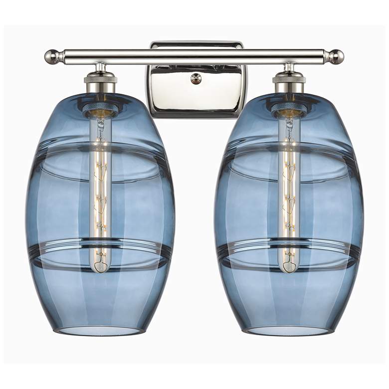 Image 1 Ballston Vaz 18"W 2 Light Polished Nickel Bath Light w/ Princess Blue