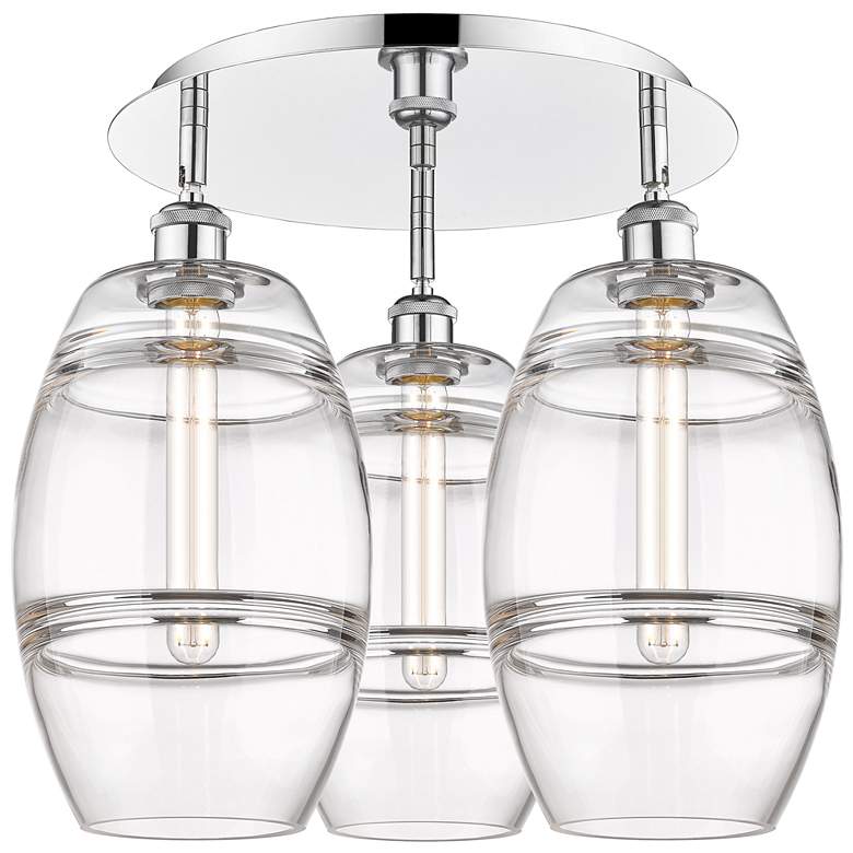 Image 1 Ballston Vaz 19.75" Wide 3-Light Polished Chrome Flush Mount w/ Clear