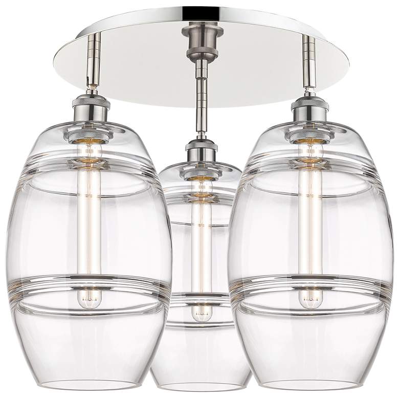 Image 1 Ballston Vaz 19.75" Wide 3-Light Polished Nickel Flush Mount w/ Clear