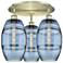 Ballston Vaz 19.75"W 3-Light Antique Brass Flush Mount w/ Blue Shade