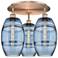 Ballston Vaz 19.75"W 3-Light Antique Copper Flush Mount w/ Blue Shade