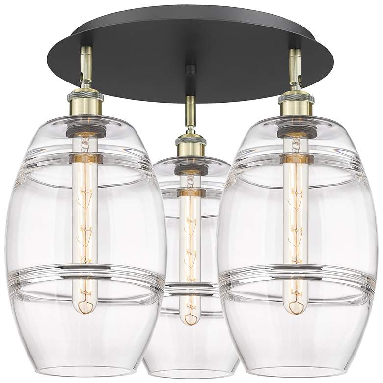 Image 1 Ballston Vaz 19.75"W 3-Light Black Antique Brass Flush Mount w/ Clear