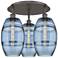Ballston Vaz 19.75"W 3-Light Oil Rubbed Bronze Flush Mount w/ Blue Sha