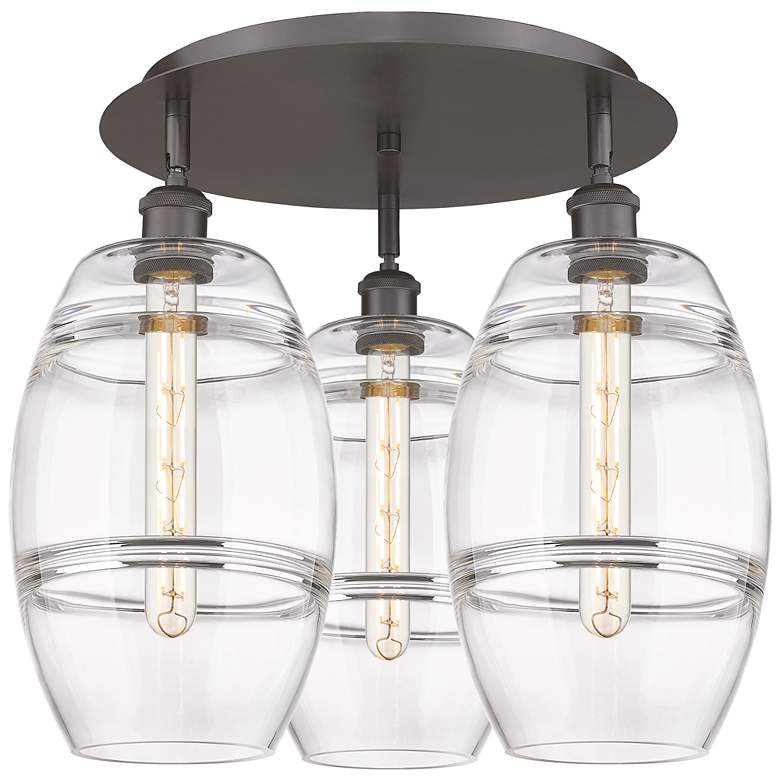 Image 1 Ballston Vaz 19.75"W 3-Light Oil Rubbed Bronze Flush Mount w/ Clear Sh