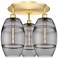 Ballston Vaz 19.75"W 3-Light Satin Gold Flush Mount w/ Light Smoke Sha