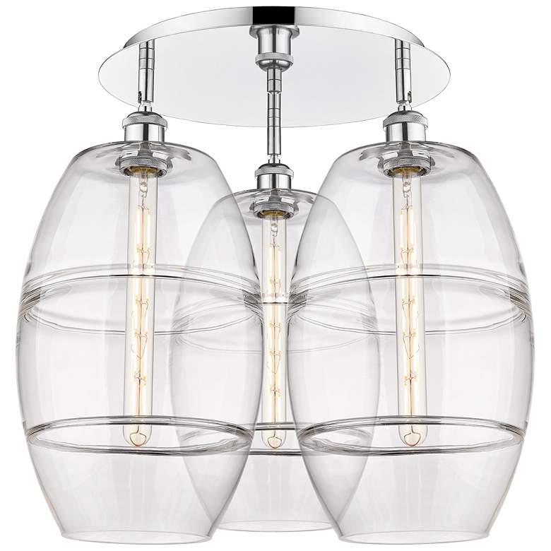 Image 1 Ballston Vaz 21.75" Wide 3-Light Polished Chrome Flush Mount w/ Clear