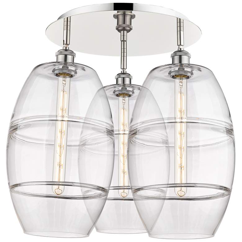 Image 1 Ballston Vaz 21.75" Wide 3-Light Polished Nickel Flush Mount w/ Clear