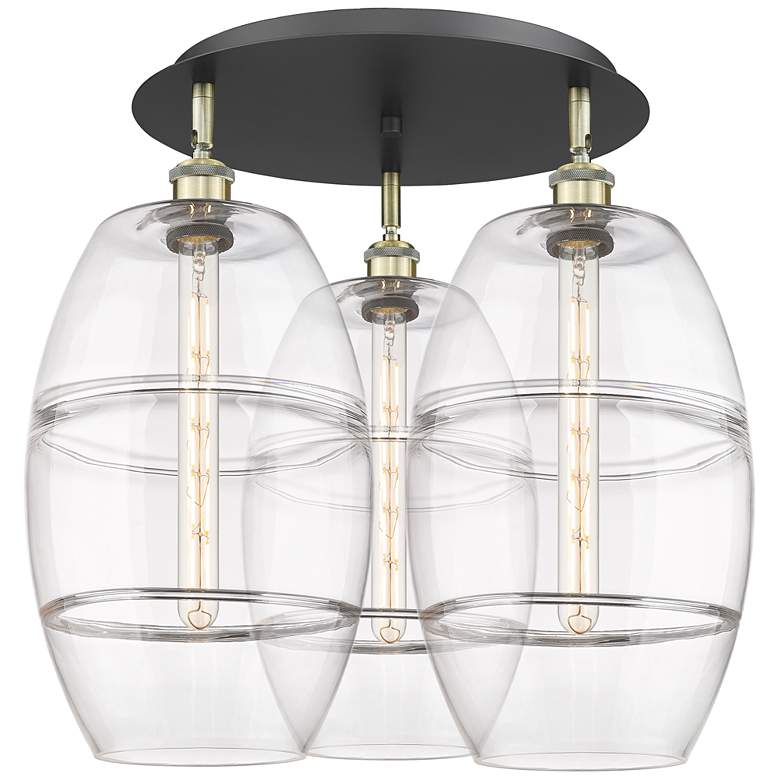 Image 1 Ballston Vaz 21.75"W 3-Light Black Antique Brass Flush Mount w/ Clear