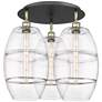 Ballston Vaz 21.75"W 3-Light Black Antique Brass Flush Mount w/ Clear