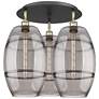 Ballston Vaz 21.75"W 3-Light Black Brass Flush Mount w/ Light Smoke Sh