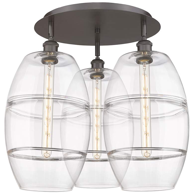 Image 1 Ballston Vaz 21.75"W 3-Light Oil Rubbed Bronze Flush Mount w/ Clear Sh