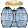 Ballston Vaz 21.75"W 3-Light Satin Gold Flush Mount w/ Princess Blue S
