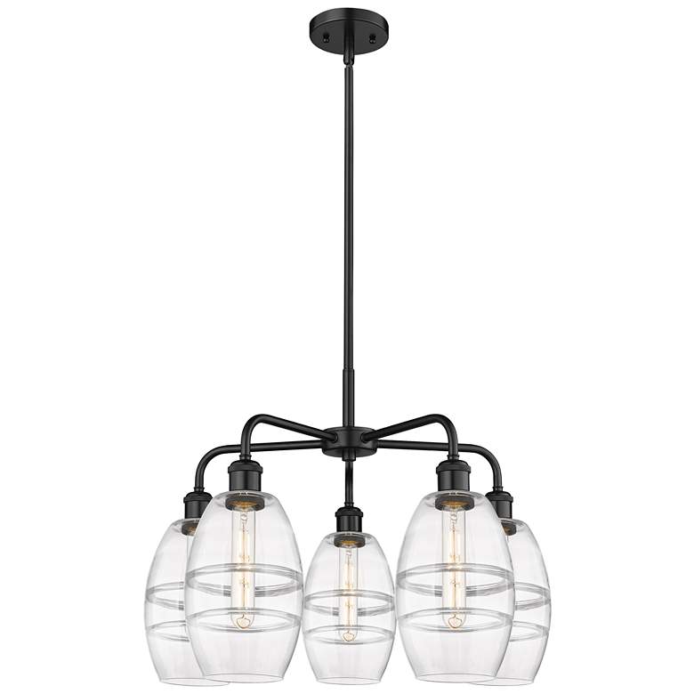 Image 1 Ballston Vaz 23.88"W 5-Light Black Stem Chandelier w/ Clear Shade