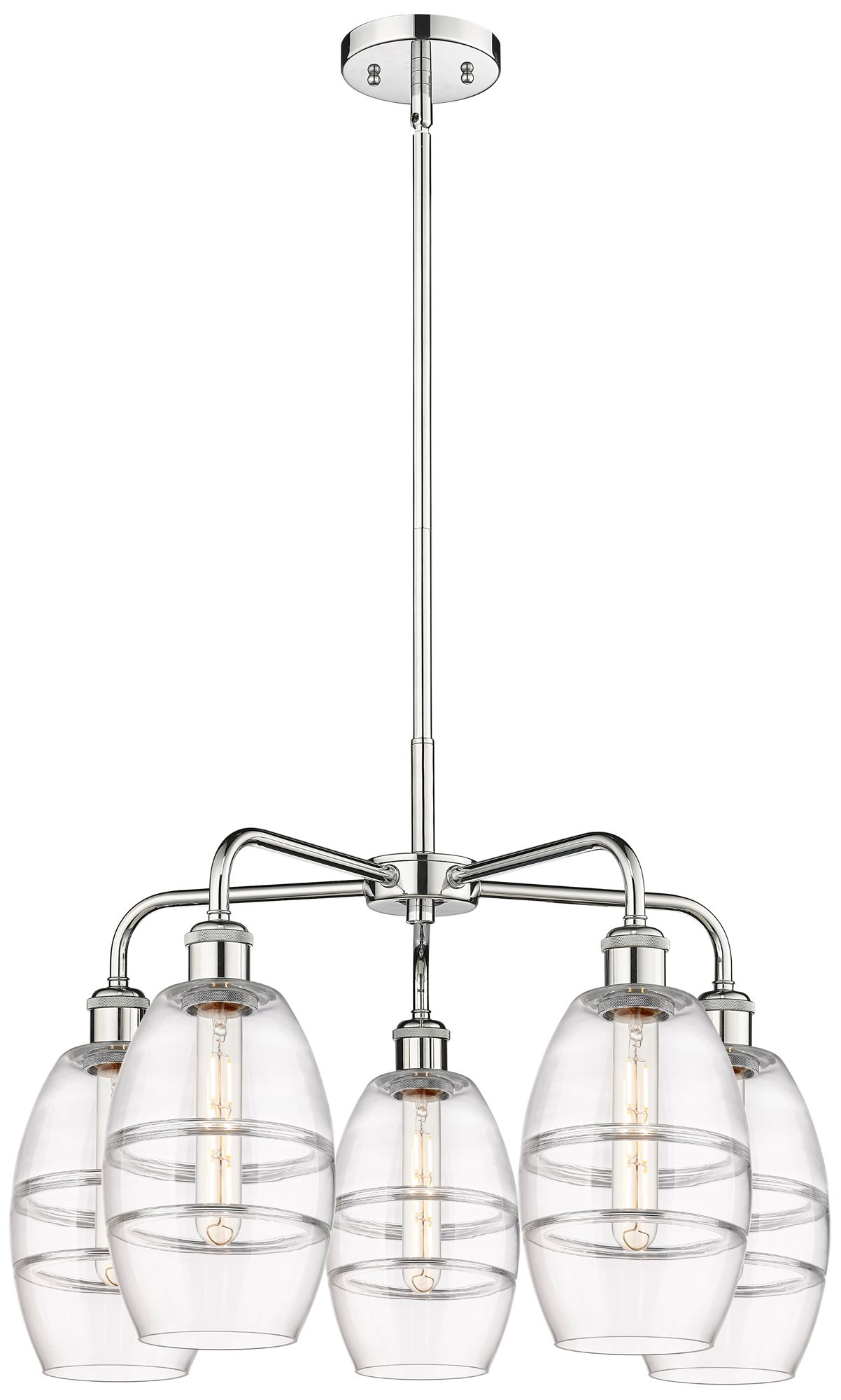 Ballston Vaz 23.88"W 5-Light Chrome Stem Chandelier w/ Clear Shade