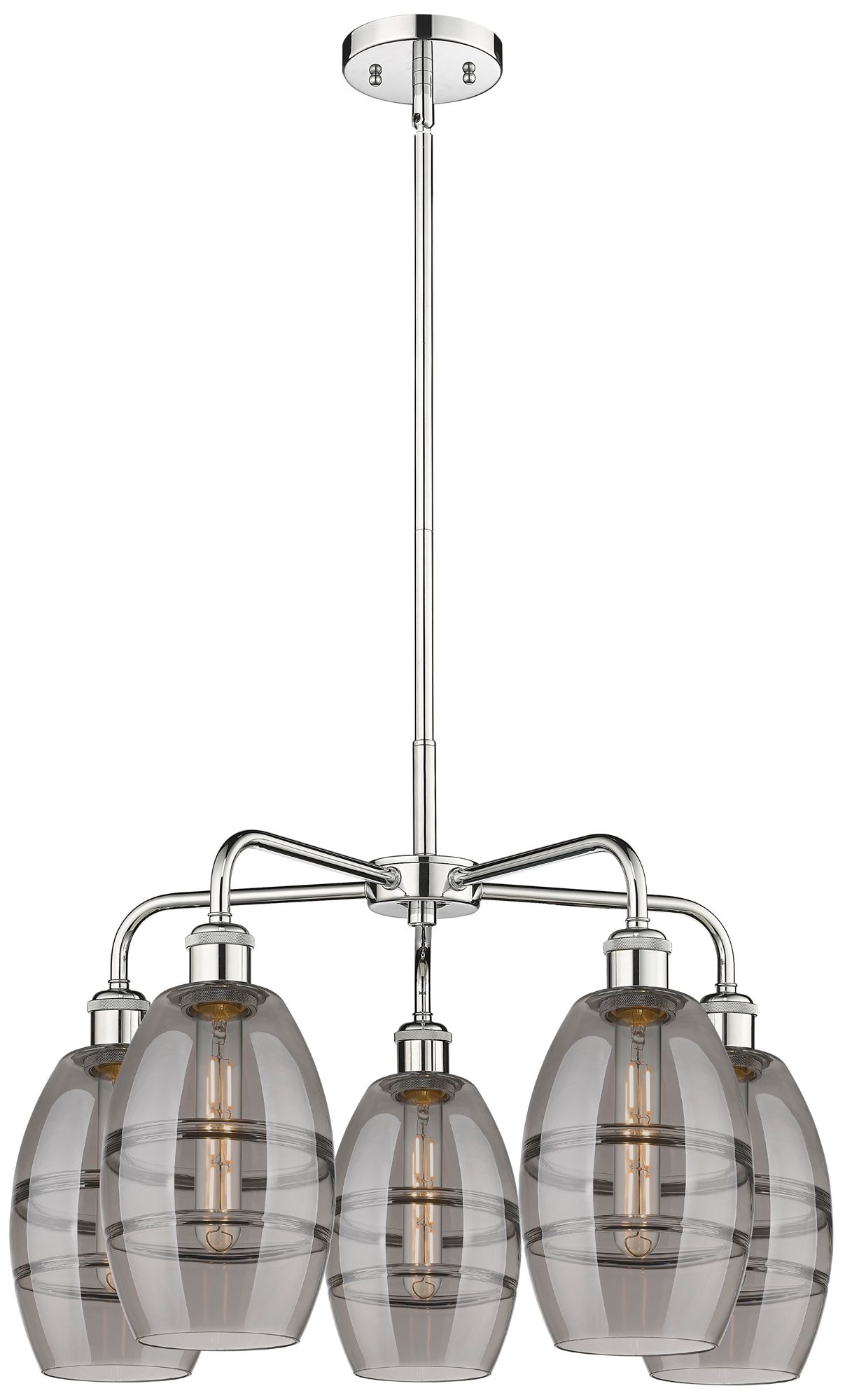 Ballston Vaz 23.88"W 5-Light Chrome Stem Chandelier w/ Smoke Shade