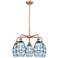 Ballston Vaz 23.88"W 5-Light Copper Stem Chandelier w/ Blue Shade