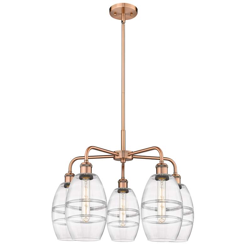 Image 1 Ballston Vaz 23.88"W 5-Light Copper Stem Chandelier w/ Clear Shade