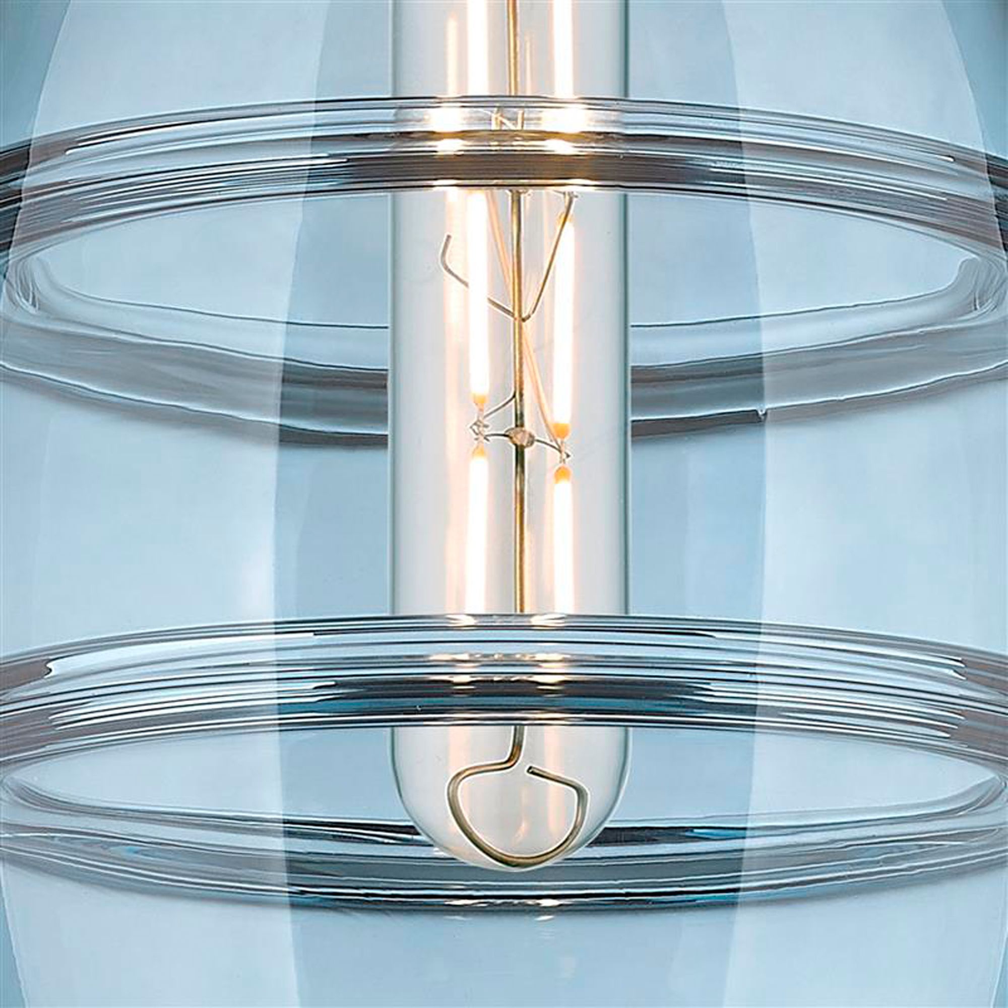 Image 4 Ballston Vaz 23.88"W 5-Light Satin Nickel Stem Chandelier w/ Blue Shad more views