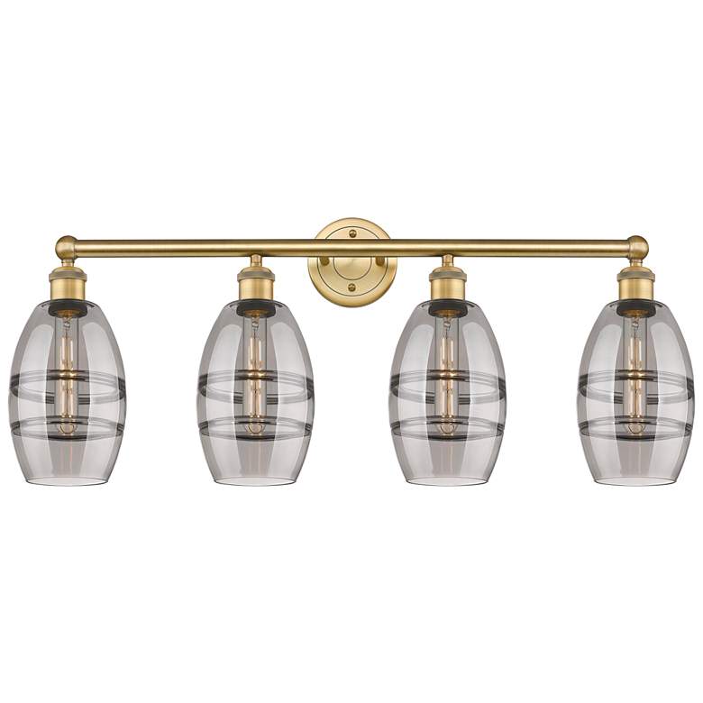 Image 1 Ballston Vaz 23.88"W 5-Light Satin Nickel Stem Chandelier w/ Smoke Sha