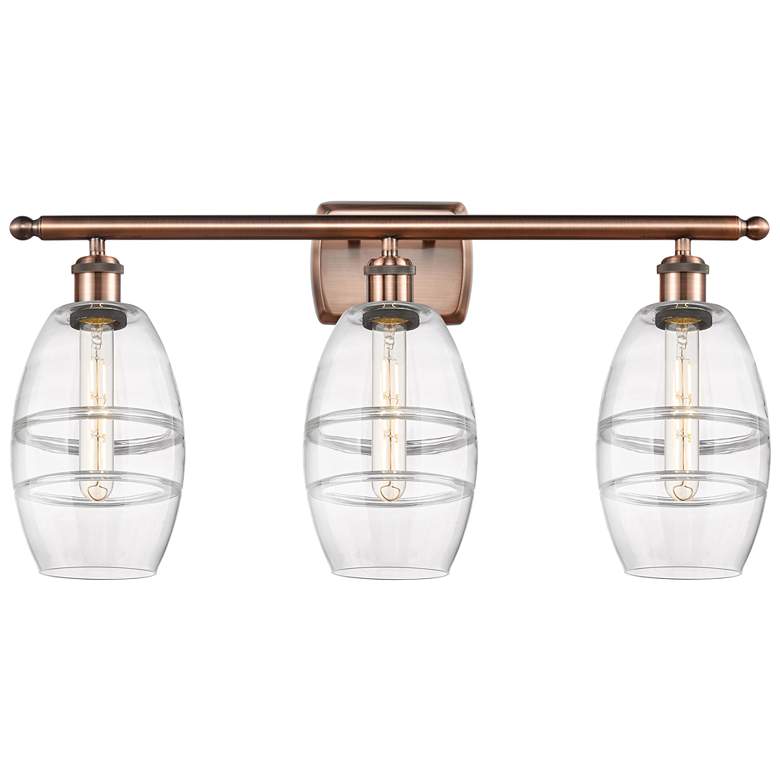 Image 1 Ballston Vaz 25.88"W 3 Light Antique Copper Bath Light w/ 6" Clea