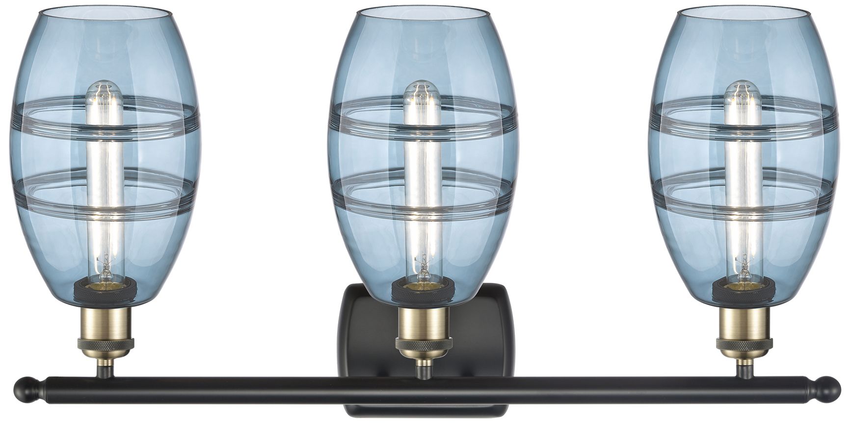 Image 2 Ballston Vaz 25.88"W 3 Light Black Brass Bath Light w/ 6" Blue Sh more views