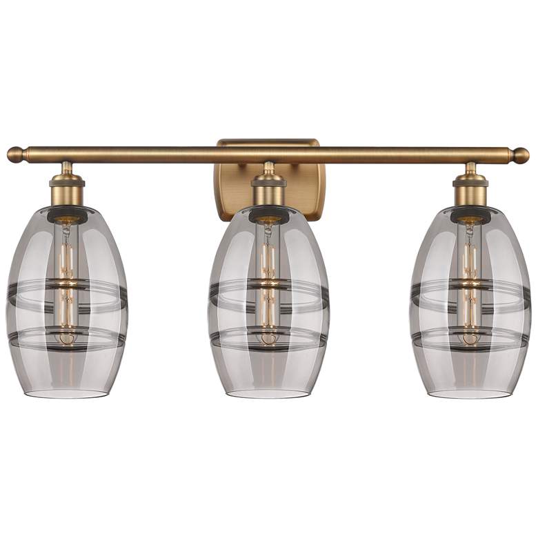Image 1 Ballston Vaz 25.88"W 3 Light Brushed Brass Bath Light w/ 6" Smoke