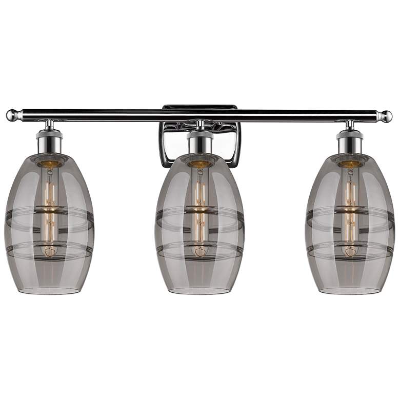 Image 1 Ballston Vaz 25.88"W 3 Light Chrome Bath Light w/ 6" Light Smoke