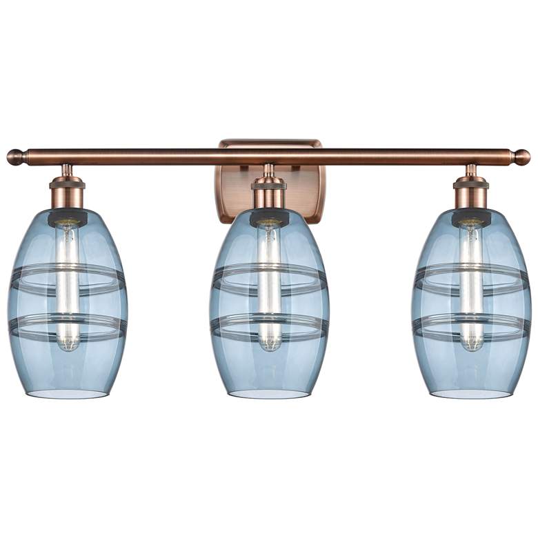 Image 1 Ballston Vaz 25.88"W 3 Light Copper Bath Light w/ 6" Princess Blu