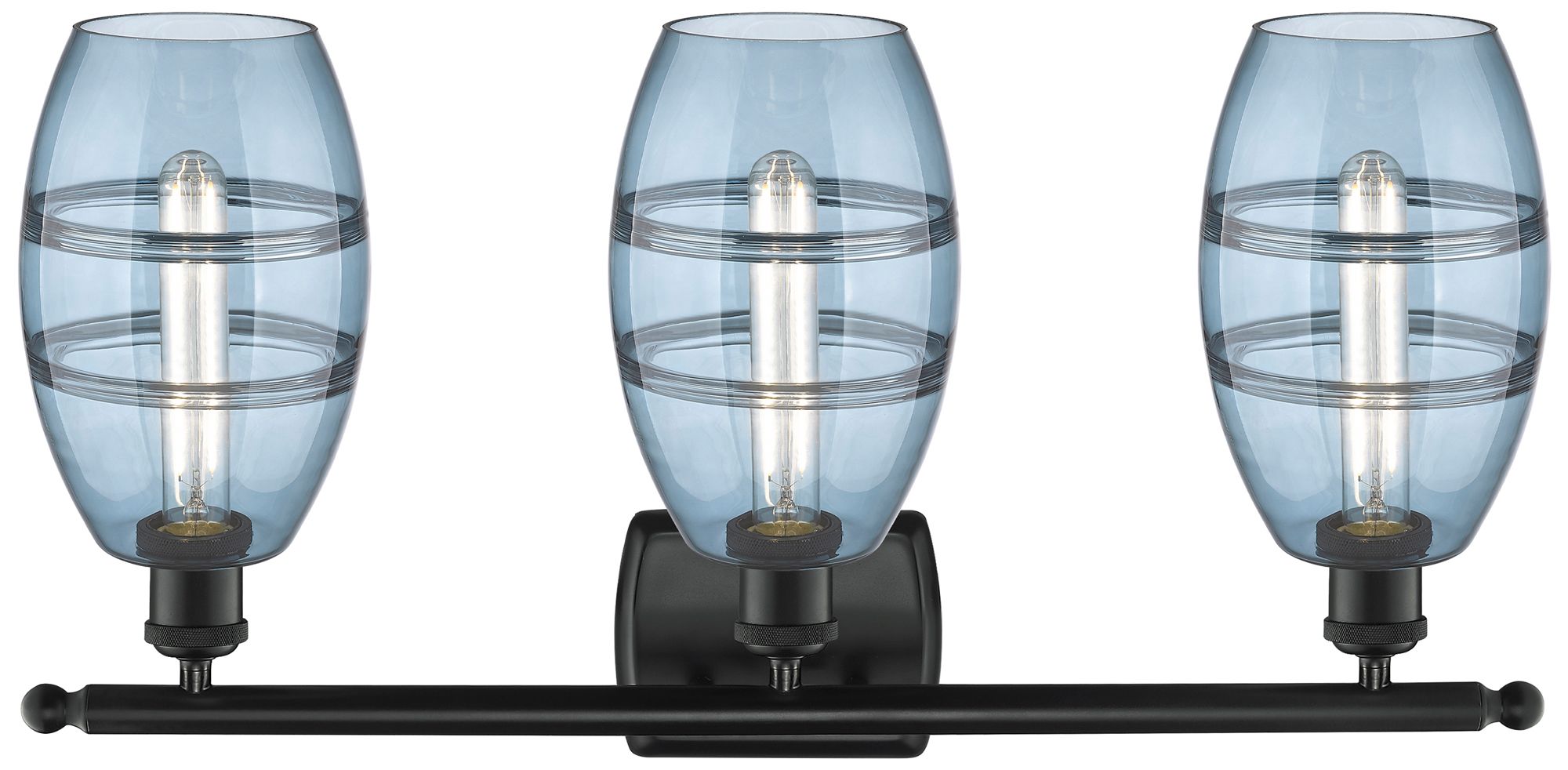 Image 2 Ballston Vaz 25.88"W 3 Light Matte Black Bath Light w/ 6" Blue Sh more views
