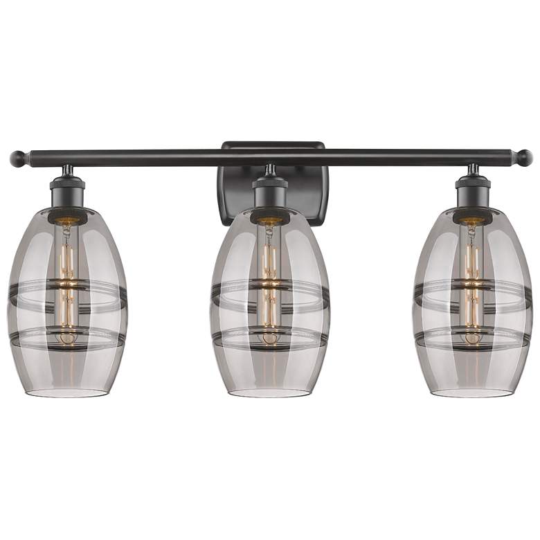 Image 1 Ballston Vaz 25.88"W 3 Light Oiled Bronze Bath Light w/ 6" Smoke