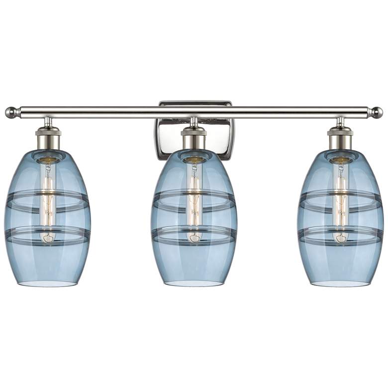 Image 1 Ballston Vaz 25.88"W 3 Light Polished Nickel Bath Light w/ 6" Blu