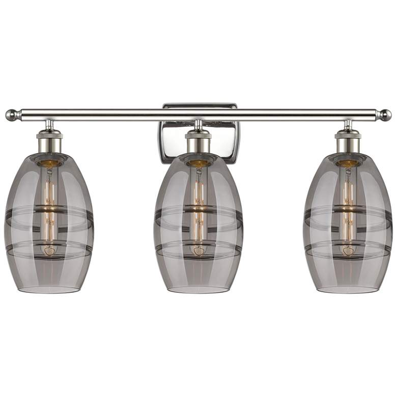 Image 1 Ballston Vaz 25.88"W 3 Light Polished Nickel Bath Light w/ 6" Smo