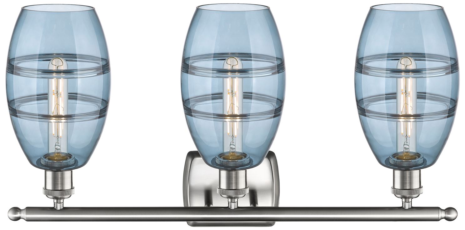 Image 2 Ballston Vaz 25.88"W 3 Light Satin Nickel Bath Light w/ 6" Blue S more views