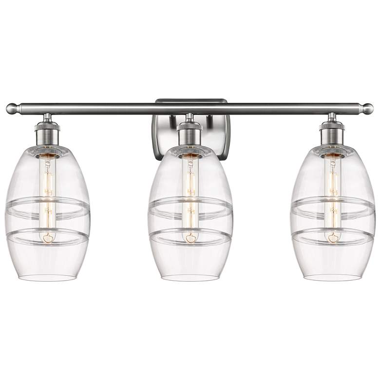 Image 1 Ballston Vaz 25.88"W 3 Light Satin Nickel Bath Light w/ 6" Clear