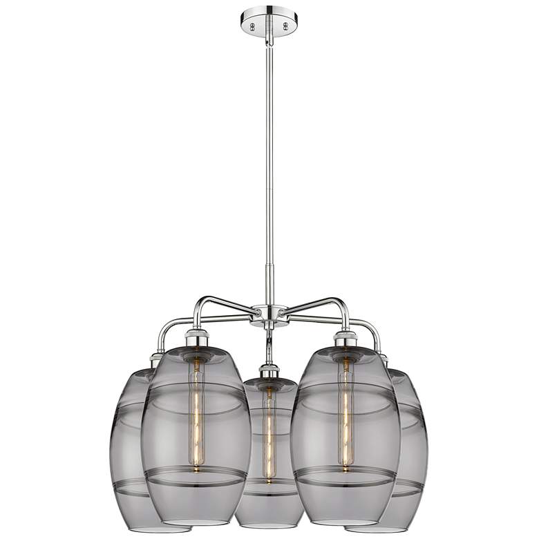 Image 1 Ballston Vaz 26"W 5-Light Chrome Stem Chandelier w/ Smoke Shade
