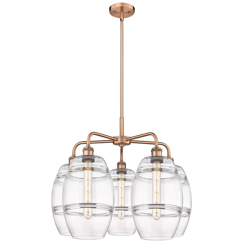 Image 1 Ballston Vaz 26"W 5-Light Copper Stem Chandelier w/ Clear Shade