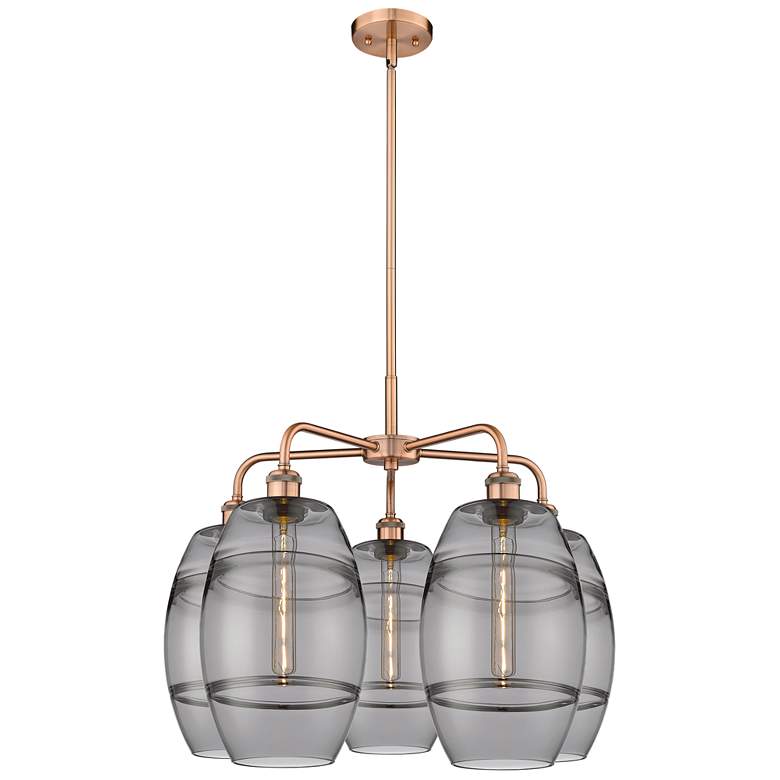 Image 1 Ballston Vaz 26"W 5-Light Copper Stem Chandelier w/ Light Smoke Shade