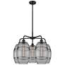 Ballston Vaz 26"W 5-Light Matte Black Stem Chandelier w/ Smoke Shade
