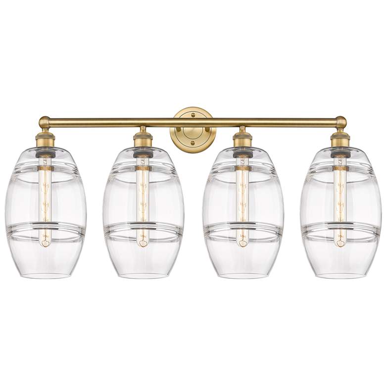 Image 1 Ballston Vaz 26"W 5-Light Satin Nickel Stem Chandelier w/ Clear Shade