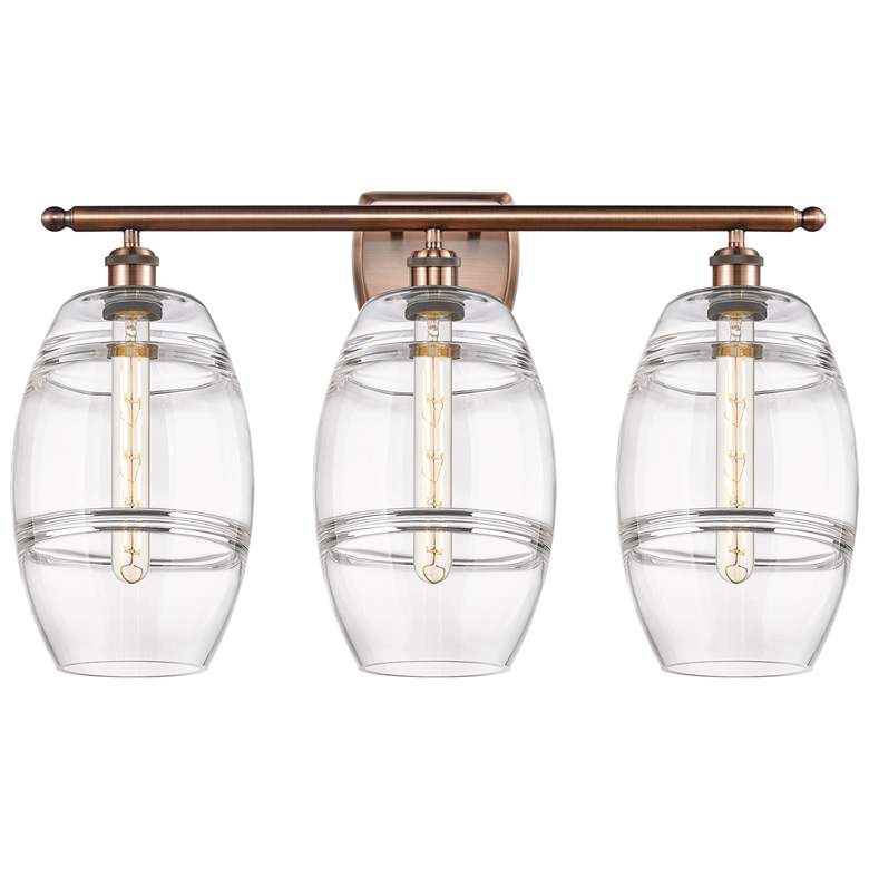 Image 1 Ballston Vaz 28" Wide 3 Light Antique Copper Bath Light With 8" C