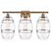 Ballston Vaz 28" Wide 3 Light Brushed Brass Bath Light With 8" Cl
