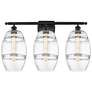 Ballston Vaz 28" Wide 3 Light Matte Black Bath Light With 8" Clea