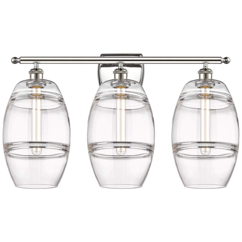 Image 1 Ballston Vaz 28" Wide 3 Light Polished Nickel Bath Light w/ 8" Cl