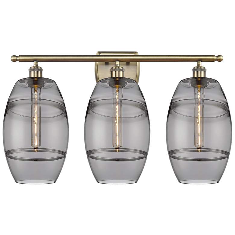 Image 1 Ballston Vaz 28"W 3 Light Antique Brass Bath Light w/ 8" Light Sm