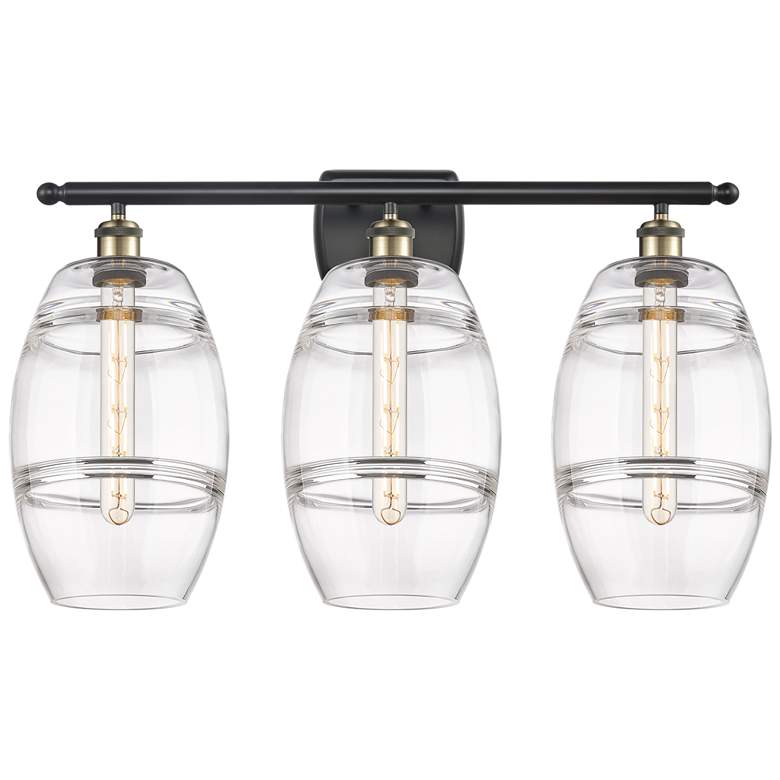 Image 1 Ballston Vaz 28"W 3 Light Black Antique Brass Bath Light w/ 8" Cl