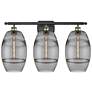 Ballston Vaz 28"W 3 Light Black Brass Bath Light w/ 8" Light Smok