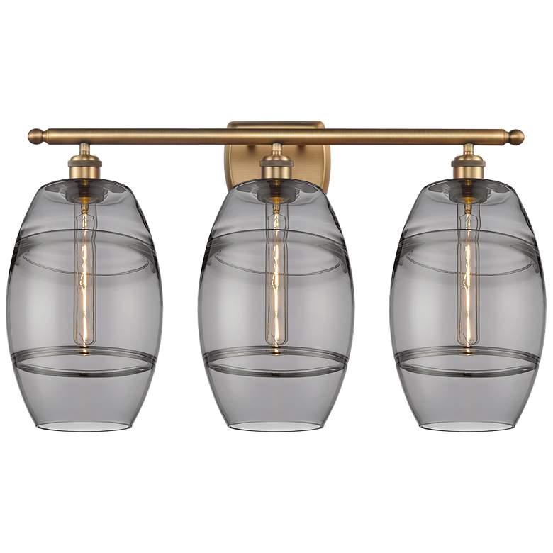 Image 1 Ballston Vaz 28"W 3 Light Brushed Brass Bath Light w/ 8" Light Sm