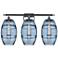 Ballston Vaz 28"W 3 Light Chrome Bath Light w/ 8" Princess Blue S