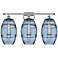 Ballston Vaz 28"W 3 Light Polished Nickel Bath Light w/ 8" Blue S
