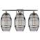 Ballston Vaz 28"W 3 Light Satin Nickel Bath Light w/ 8" Light Smo